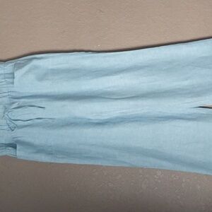 Trouser Pants Linen Wide Leg Chambray Blue Size Medium